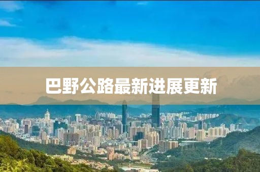 巴野公路最新进展更新