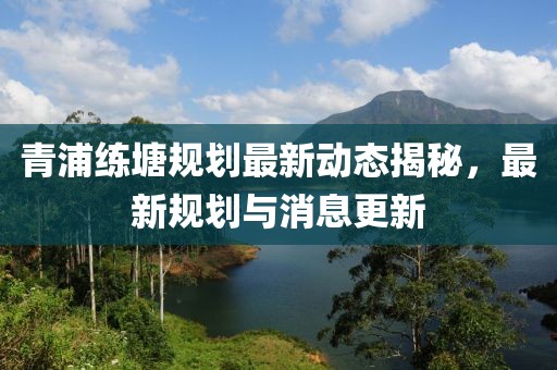 青浦练塘规划最新动态揭秘，最新规划与消息更新