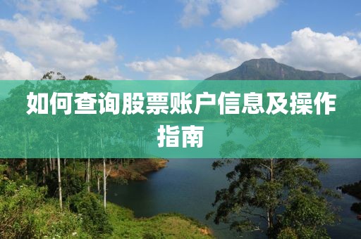 如何查询股票账户信息及操作指南