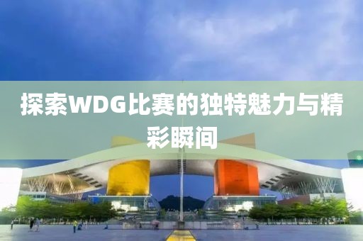 探索WDG比赛的独特魅力与精彩瞬间