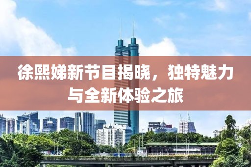 徐熙娣新节目揭晓，独特魅力与全新体验之旅