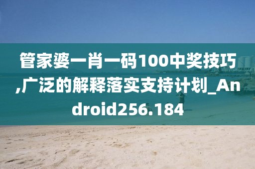 管家婆一肖一码100中奖技巧,广泛的解释落实支持计划_Android256.184