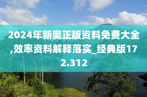 2024年新奥正版资料免费大全,效率资料解释落实_经典版172.312
