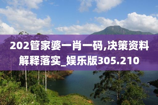 202管家婆一肖一码,决策资料解释落实_娱乐版305.210