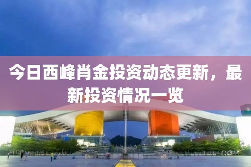 今日西峰肖金投资动态更新，最新投资情况一览