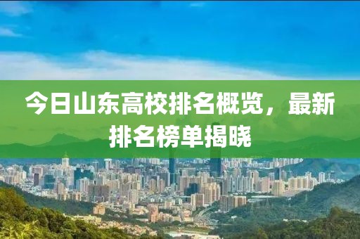 今日山东高校排名概览，最新排名榜单揭晓