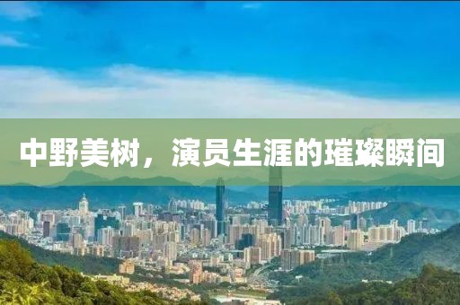 中野美树，演员生涯的璀璨瞬间