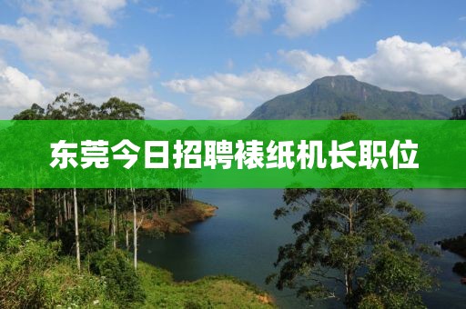 东莞今日招聘裱纸机长职位