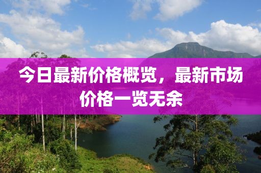 今日最新价格概览，最新市场价格一览无余