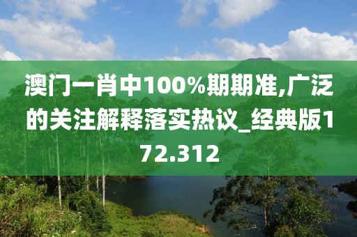 澳门一肖中100%期期准,广泛的关注解释落实热议_经典版172.312