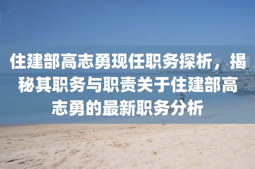 住建部高志勇现任职务探析，揭秘其职务与职责关于住建部高志勇的最新职务分析