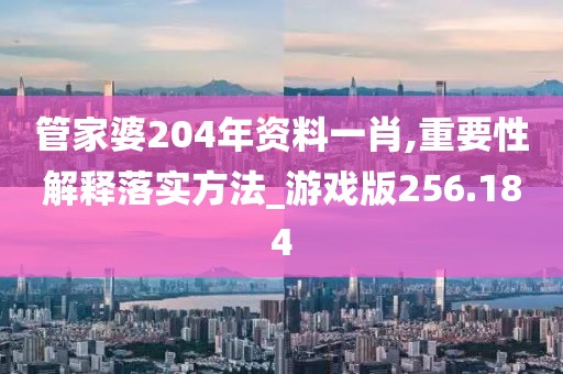 管家婆204年资料一肖,重要性解释落实方法_游戏版256.184