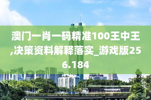 澳门一肖一码精准100王中王,决策资料解释落实_游戏版256.184