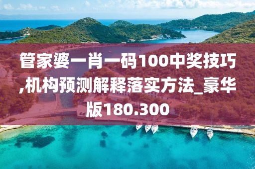 管家婆一肖一码100中奖技巧,机构预测解释落实方法_豪华版180.300