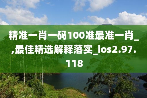 精准一肖一码100准最准一肖_,最佳精选解释落实_ios2.97.118