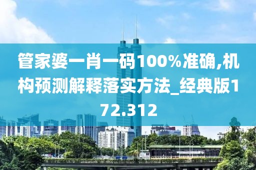 管家婆一肖一码100%准确,机构预测解释落实方法_经典版172.312