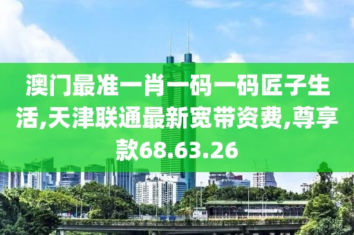 澳门最准一肖一码一码匠子生活,天津联通最新宽带资费,尊享款68.63.26