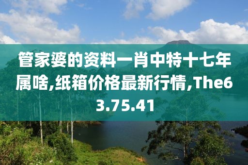 管家婆的资料一肖中特十七年属啥,纸箱价格最新行情,The63.75.41