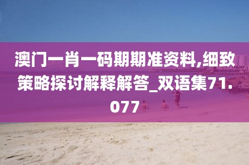 澳门一肖一码期期准资料,细致策略探讨解释解答_双语集71.077